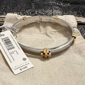 Tory Burch Silver Bracelet with Gold Accents
